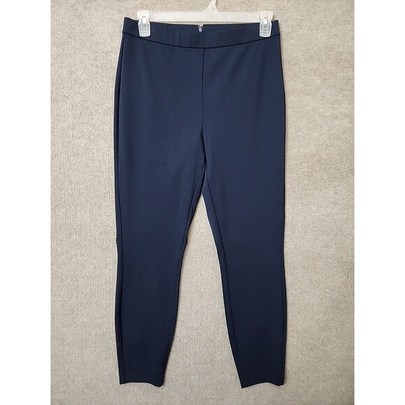J Crew Any Day Ponte Knit Pants Womens L Navy Blue Back Zip Skinny Stretch NEW - Picture 1 of 7